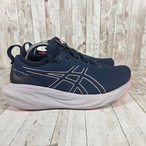 Asics Gel-Nimbus 25 Womens 10.5 Wide Navy Pink Running Shoes 1012B437